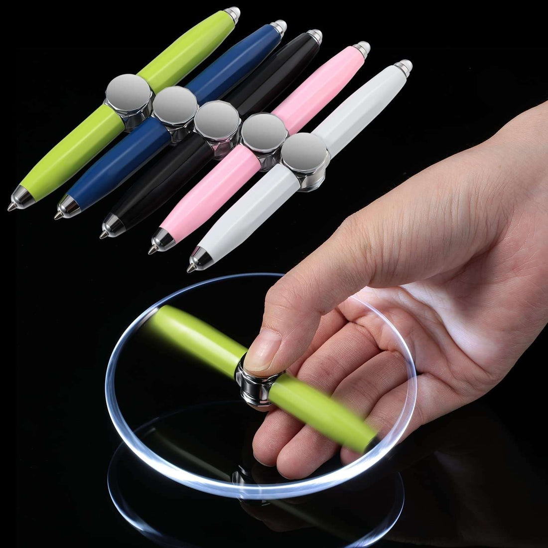 Creative Multi-Function LED Pen with Spinning Decompression Gyro