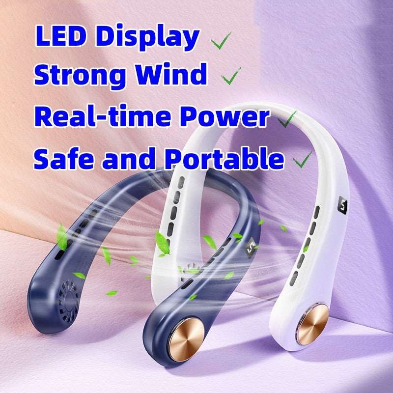 Portable Bladeless Rechargeable Neck Fan with LED Display